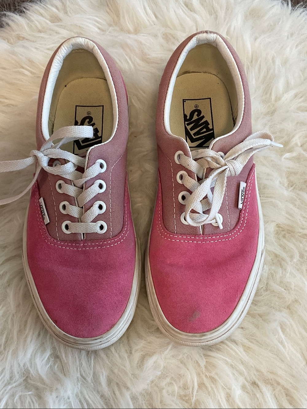 Vans Pink Two-Tone Canvas Lace-Up Sneakers